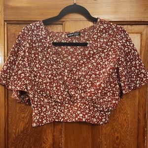 Floral red easy comfy crop top